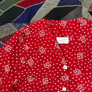 Vintage Red Patterned Blouse